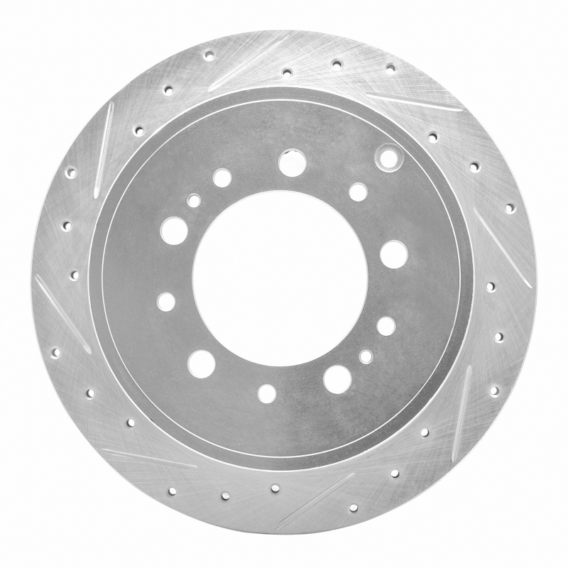 Lexus LX570 Brake Rotor (1) - Rear Left - R1 Concepts - Drilled & Slotted - Silver - `07-`22